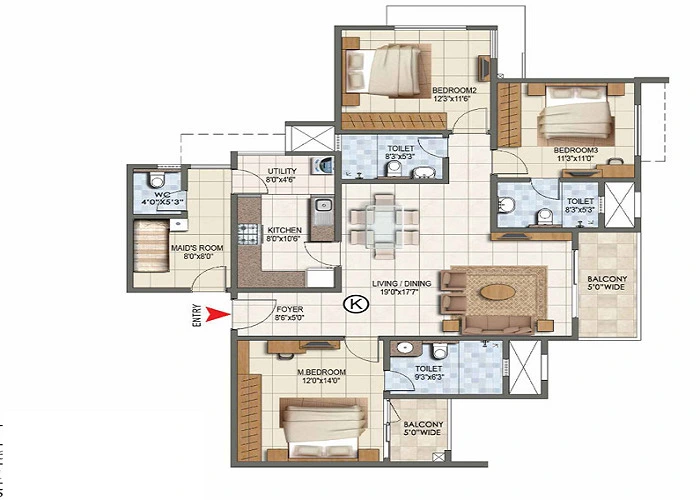 Brigade Meadows 1.5 BHK Floor Plan